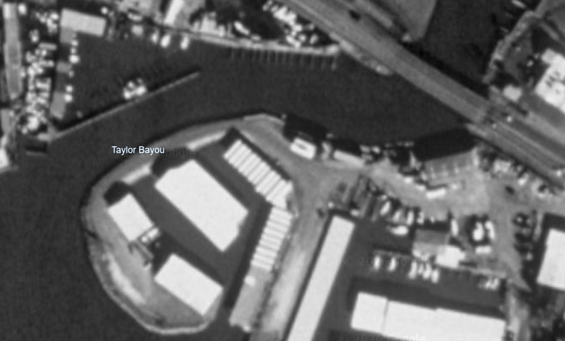 Archival satellite view of the Taylor Bayou location in 1995
